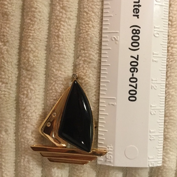 Black Onyx & 14KT Gold Sailboat Pin/Pendant - Picture 7 of 10